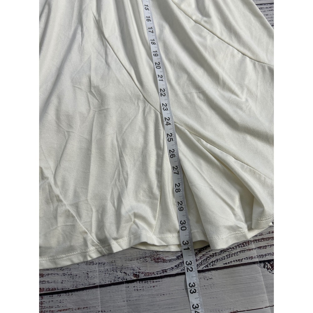 Urban Coco Panelled Midi Skirt Women S Ivory Elastic Waist Flowy Flare - Picture 6 of 7